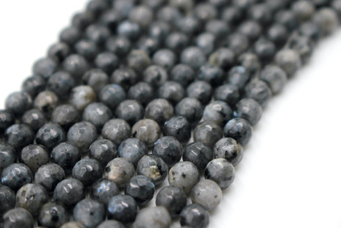 Black Labradorite Gemstone Beads, 6mm, Faceted